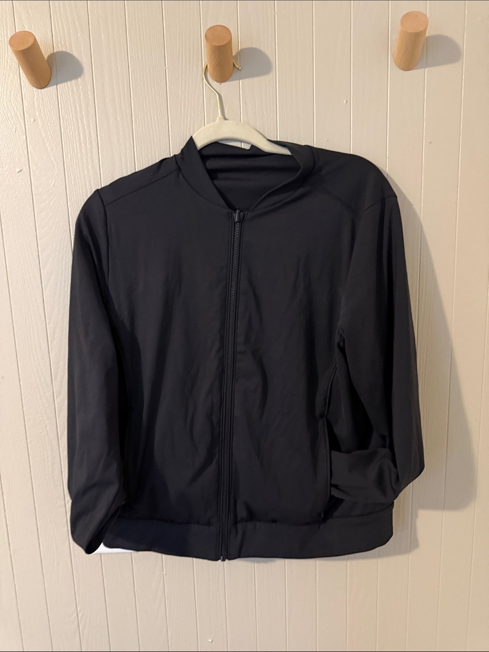 Athleta Black Perforated Reversible Sport Bomber Jacket
